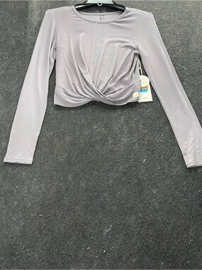 Vouri large Long-Sleeve Twist Front Crop Top color Sawyer nwt